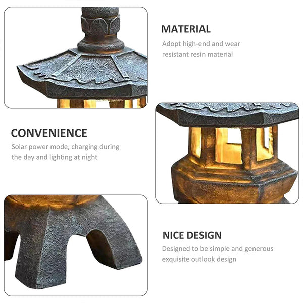 Solar-Powered Zen Garden Decor: Pagoda Lanterns & Statues - Gifts for You 'n Me