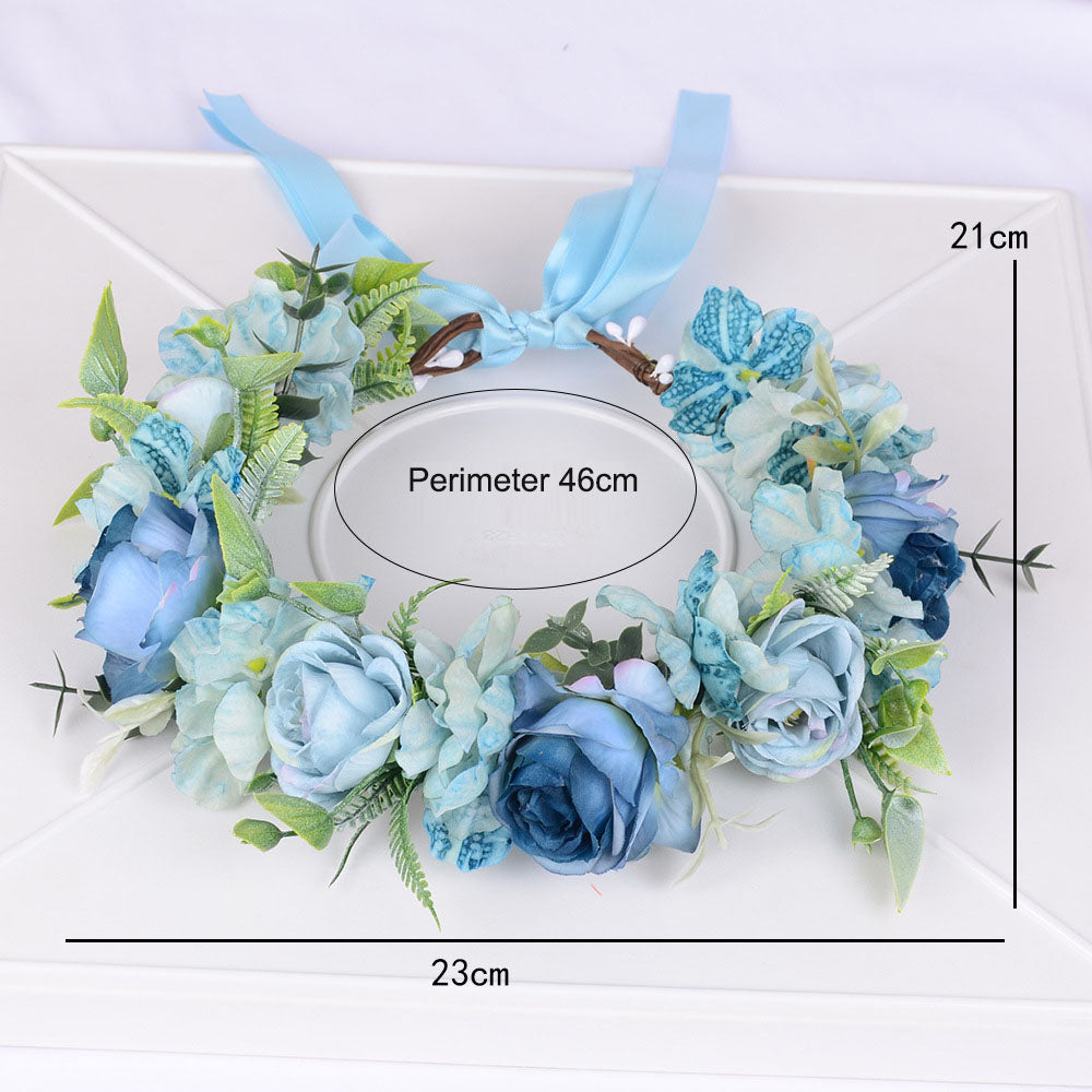 Mori series dried flower wreath bridal headdress crown hairdress wedding accessories Beach Resort studio props