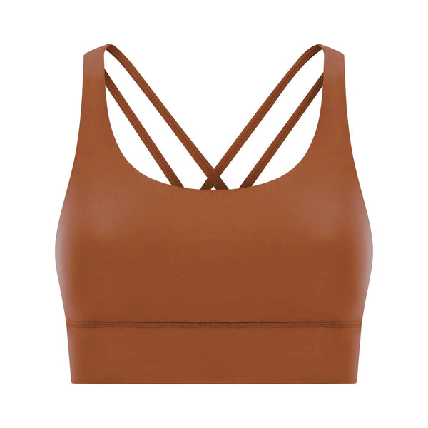 Cross back yoga bra brushed bare high-strength shock-absorbing gathering sports vest for women