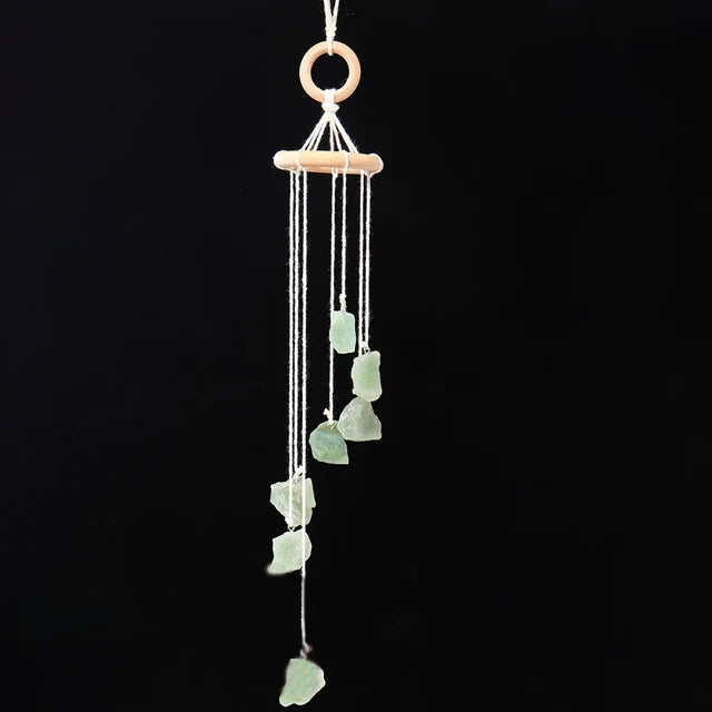 Natural crystal raw stone wind chime paper box set handmade DIY weaving home decoration car interior pendant