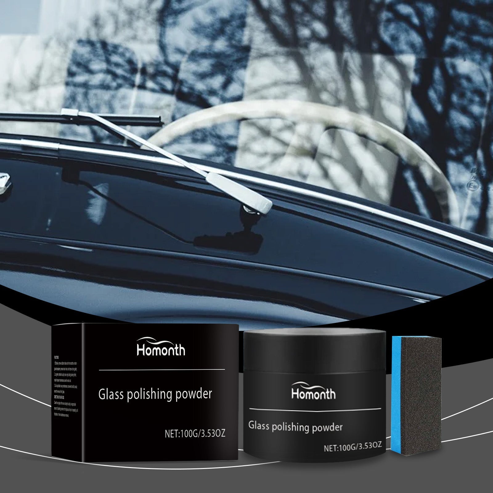 Car Glass Polishing Powder Window Cleaning Decontamination Waterproof Cleaning Rain Car Glass Cleaning Powder