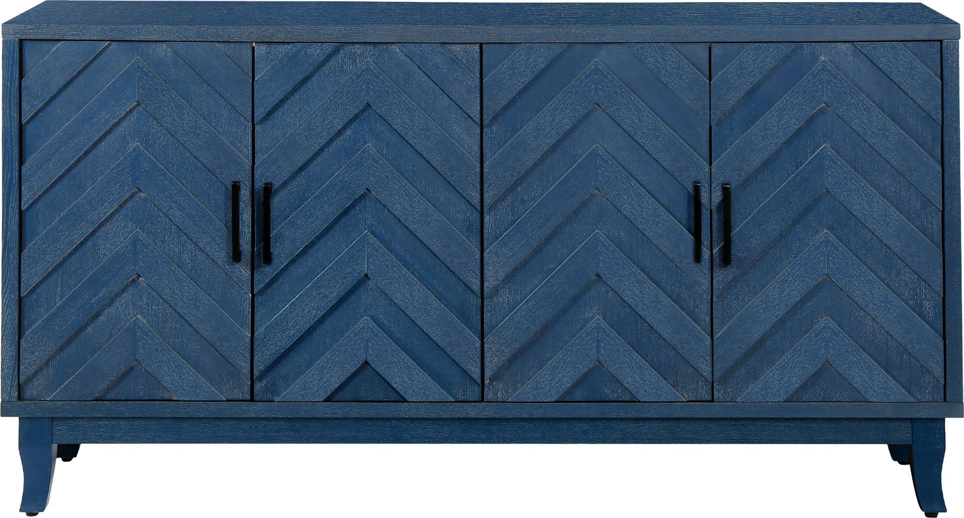 Stronger Vintage Style Buffet Cabinet Lacquered Accent Storage 4 Door Wooden