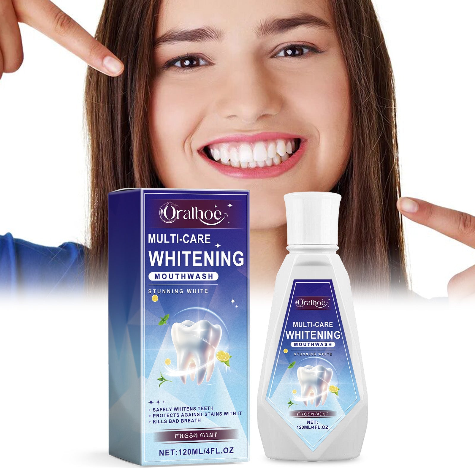 Triple Teeth Mouthwash, A Fresh Mint Daily Mild Odor Cleaning Teeth Mouthwash