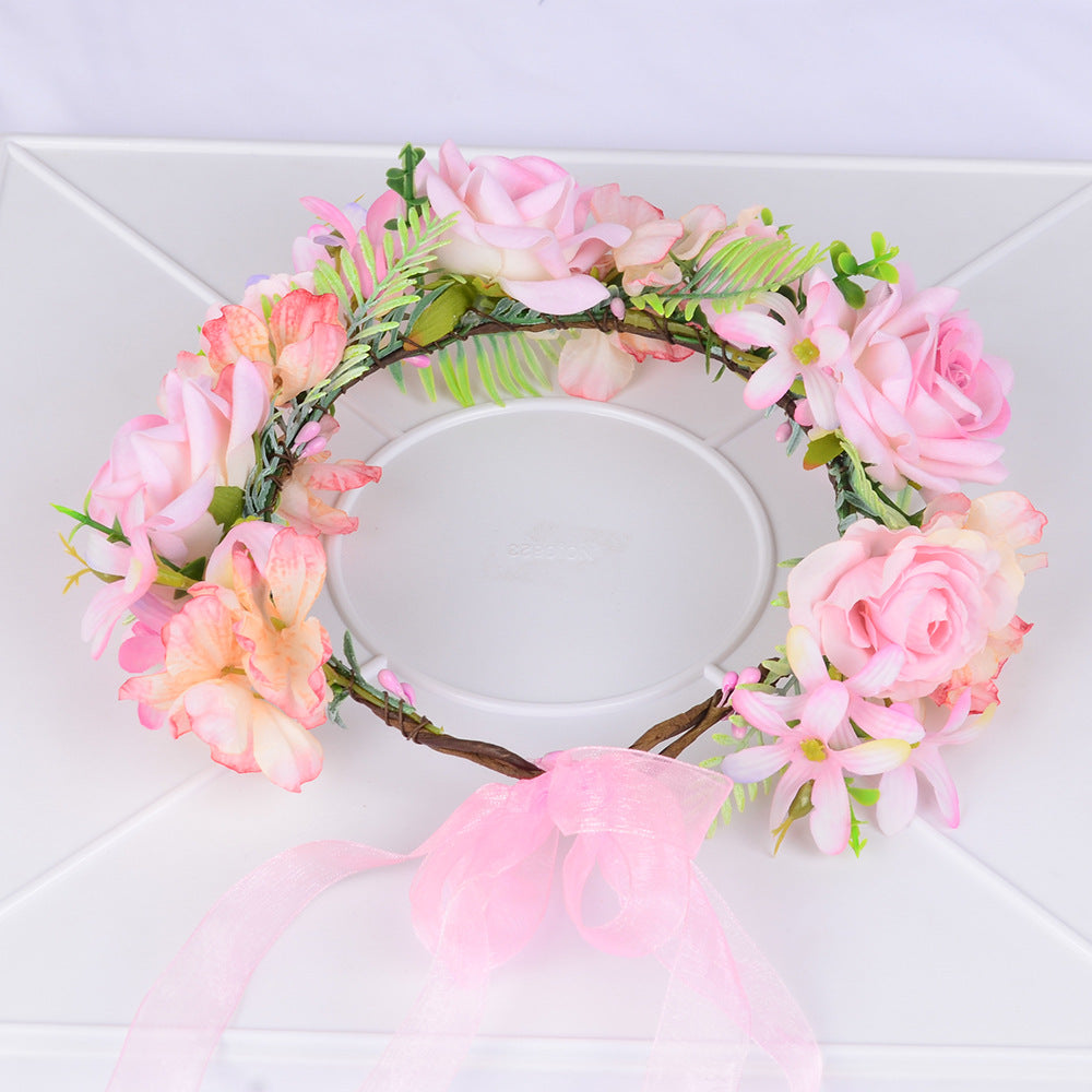 Korean garland headdress fresh corolla walk show dance headdress holiday pastoral props handmade hairpin