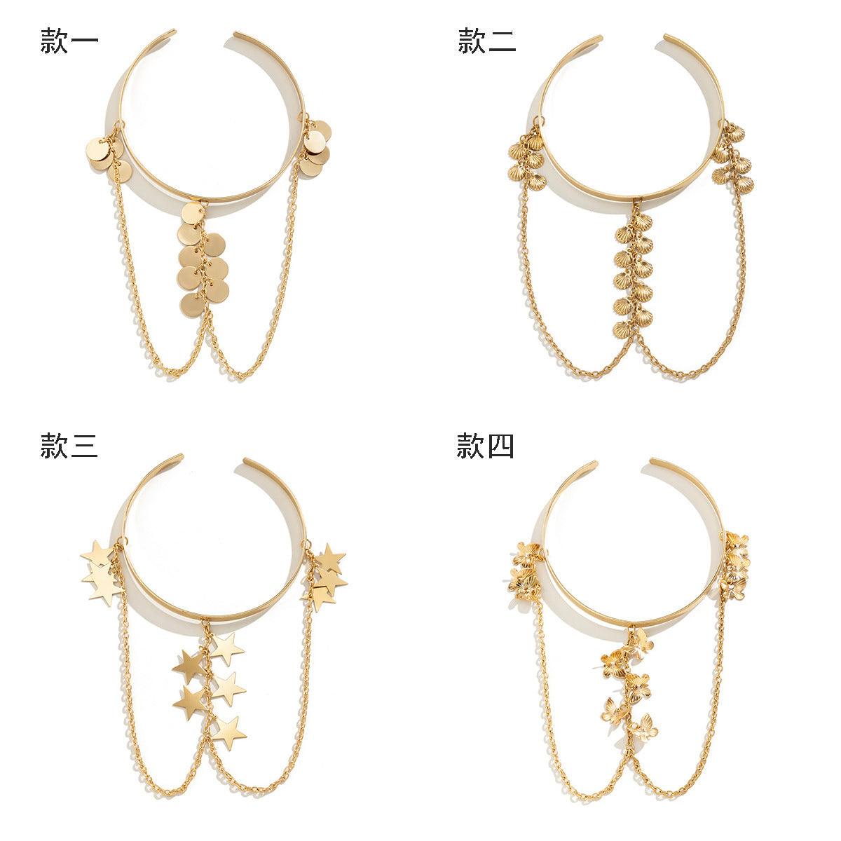 Ethnic style, personalized metal iron chain, arm chain, niche, simple, open-ended arm bracelet, arm ring, female