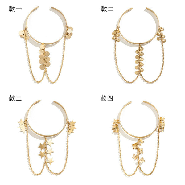 Ethnic style, personalized metal iron chain, arm chain, niche, simple, open-ended arm bracelet, arm ring, female