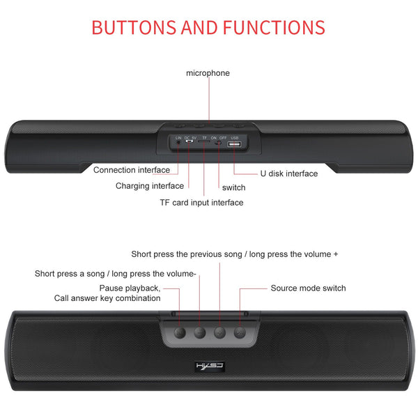 Home Bluetooth 5.0 Speaker Extended Edition Desktop Wall mounted Wireless Speaker Bass Cannon Speaker Supports USB TF