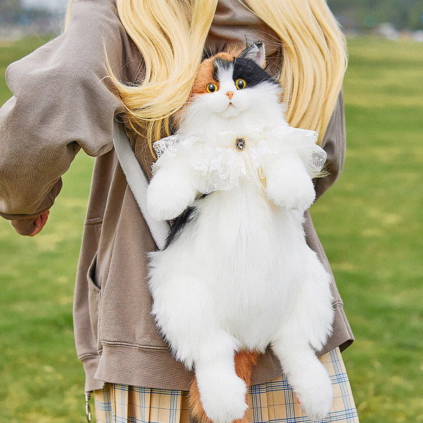 Unique Calico Cat Backpack, Doubles as a Plush Toy and Functional Bag