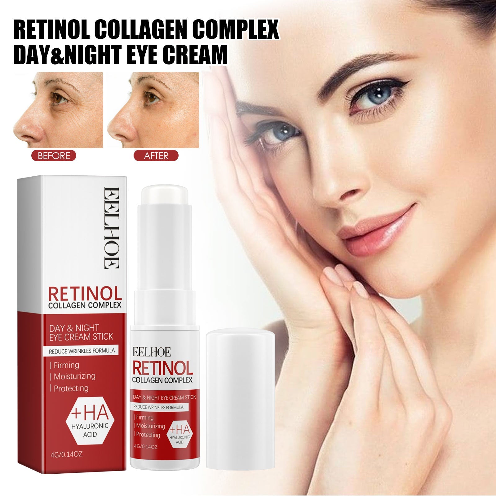 Retinol Eye Cream Stick Reduces Fine Lines, Bags And Dark Circles, Hydrates And Tightenes The Skin Around The Eyes