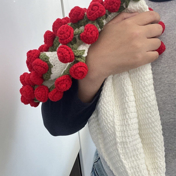 60cm New Creative Rose Bouquet Blanket (Finished), Crocheted Flower Bouquet Gift for Girlfriend