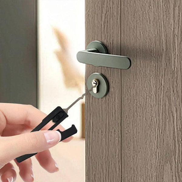Essential stainless - steel multi - tool: quick - flip grav pick, door keys, lock rake. Durable.
