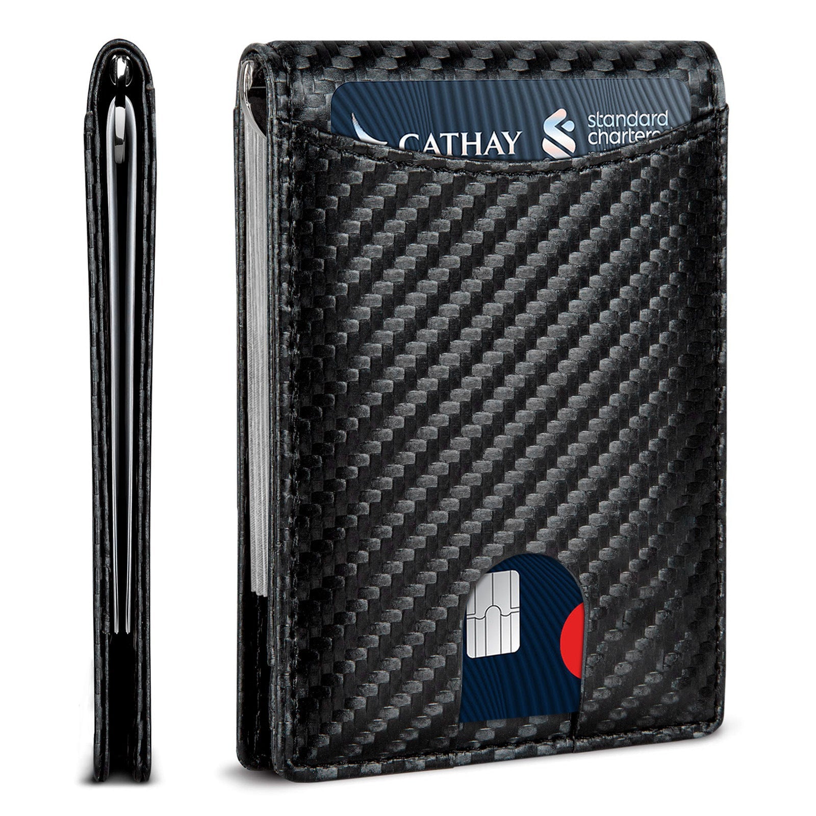 Carbon fiber pattern fashion dollar clip men's wallet short 2-fold ultra-thin anti-theft brush men's wallet