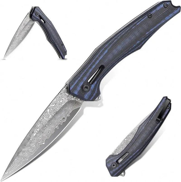 Erebus Japanese Gentleman's Knife with VG-10 Damascus, G10 Handle & Leather Sheath