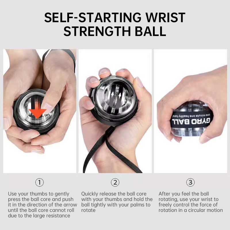 Auto-Counter Gyro Ball, a wrist exerciser with LED. Also named Wrist Power Gyro Ball, it builds arm strength for workouts.