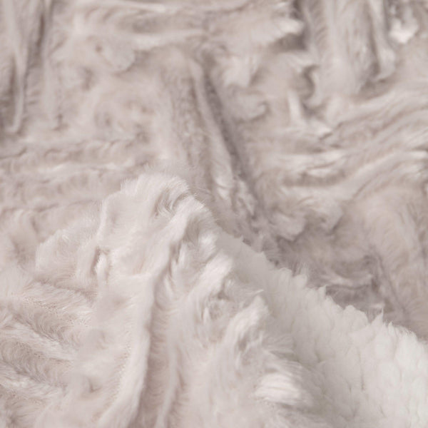 DaDalogy Bedding Lavender Grey Faux Fur Throw Blanket - Dreamy Geometric Embossed Sherpa Backside - Super Soft Warm Cozy Plush Fluffy