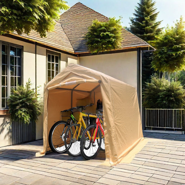 7x8 ft Outdoor Portable Gazebo Storage Shelter Shed with 2 Roll up Zipper Doors & Vents Carport