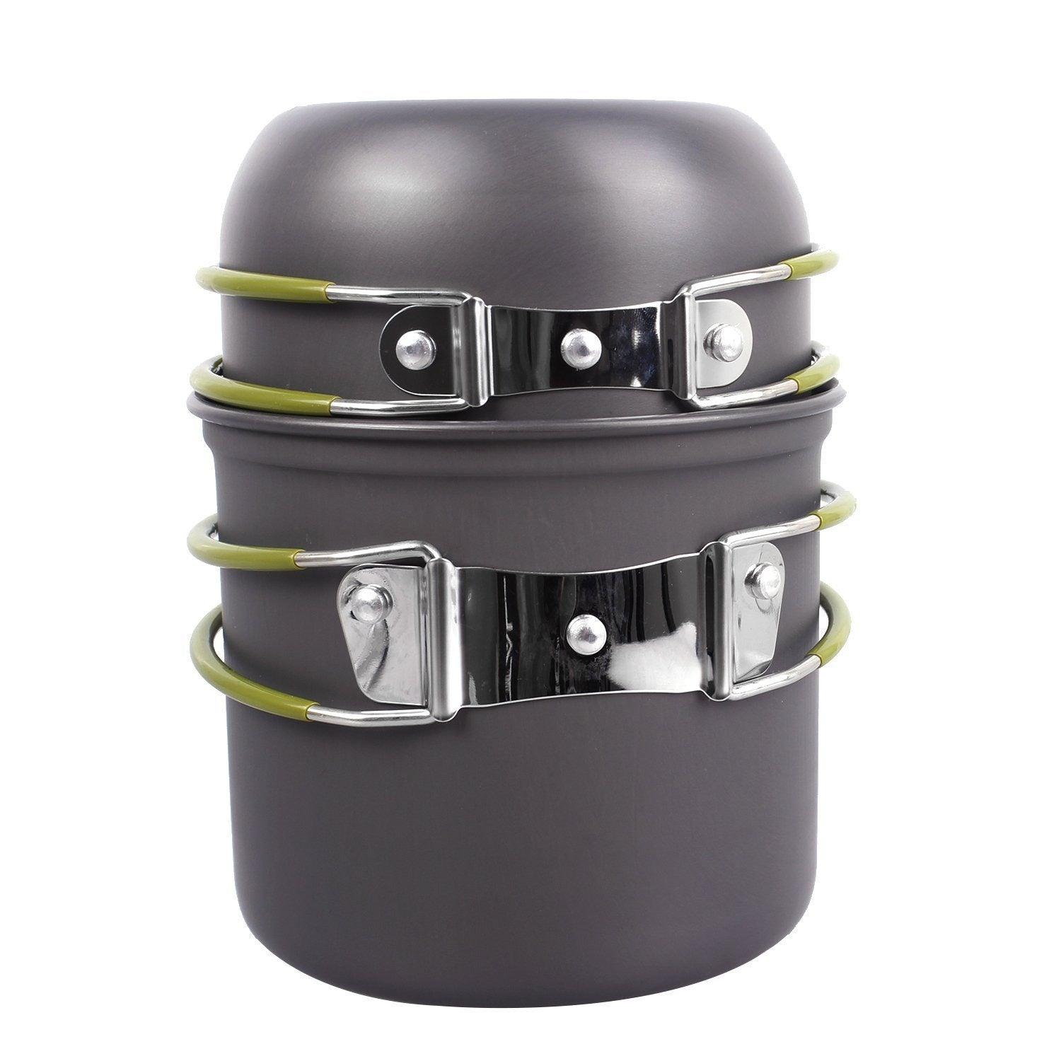 Portable Hard Aluminum Oxide Outdoor Cookware Set Convenient Three-Piece Combination Set Of Pots And Pans