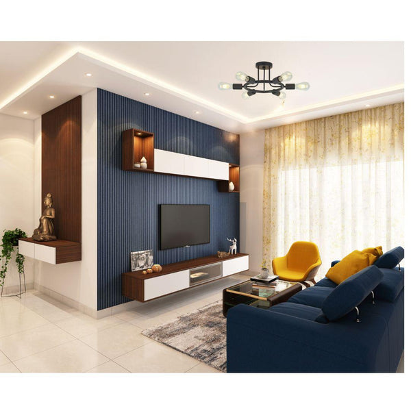 6 Light Modern Sputnik Lights Semi Flush Mount Ceiling Light Black Finished