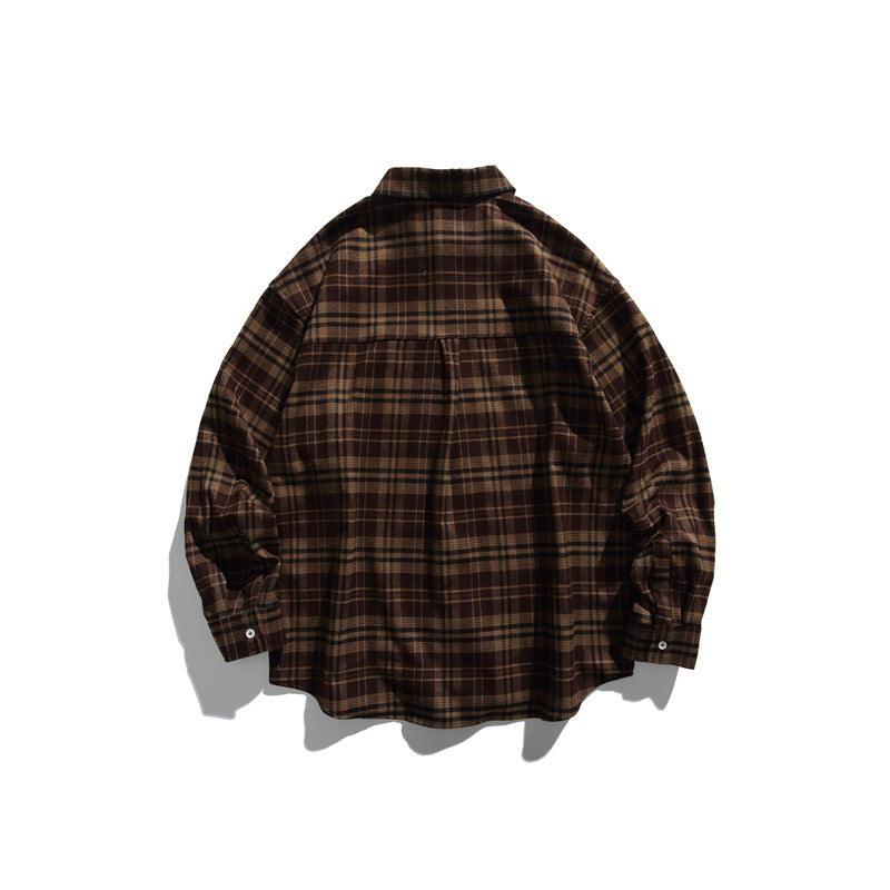 Loose casual checkered long sleeved shirt for men and women