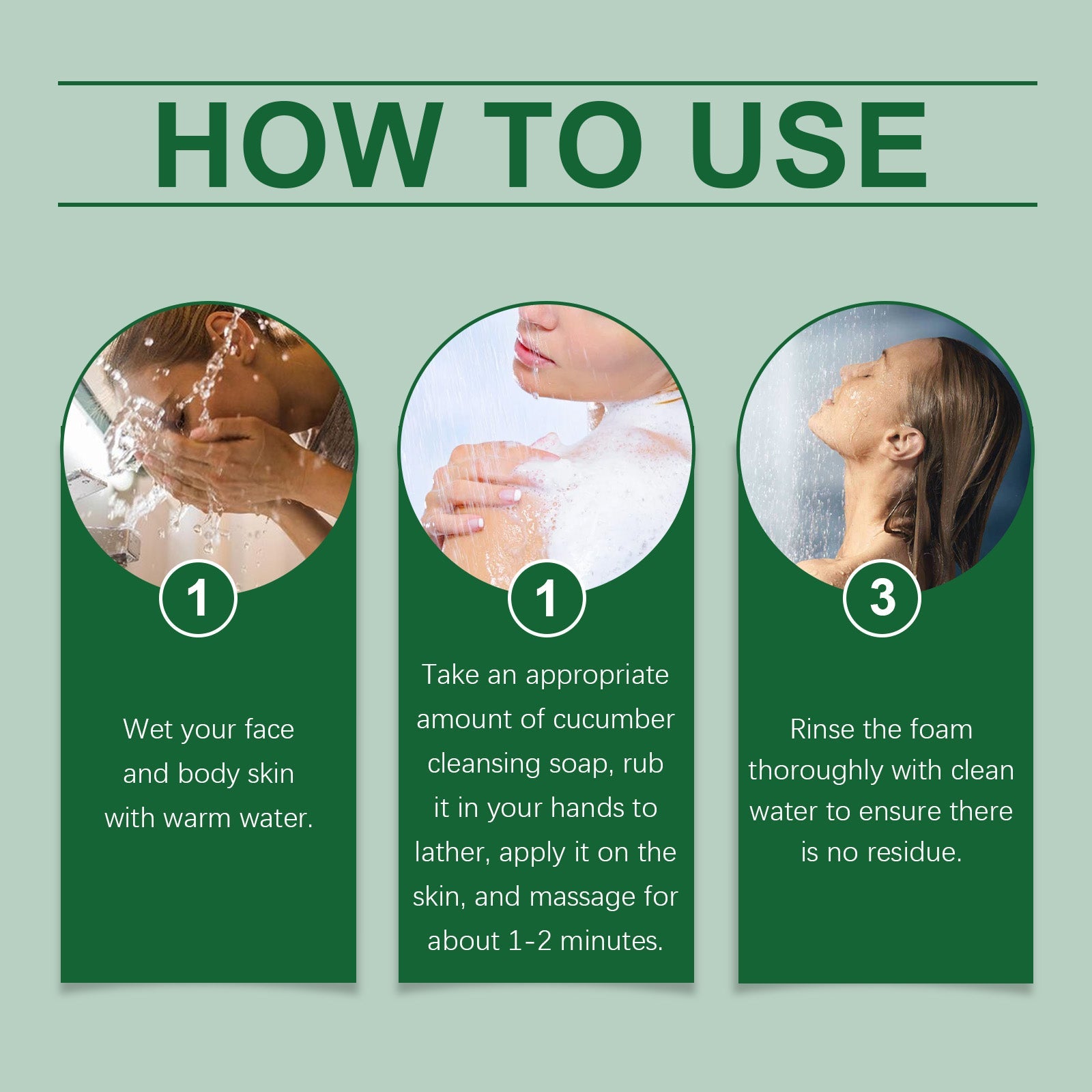 Cucumber Cleansing Soap, Deep Cleaning Face Bath Care Skin Refreshing Oil Control Multi-Purpose Soap