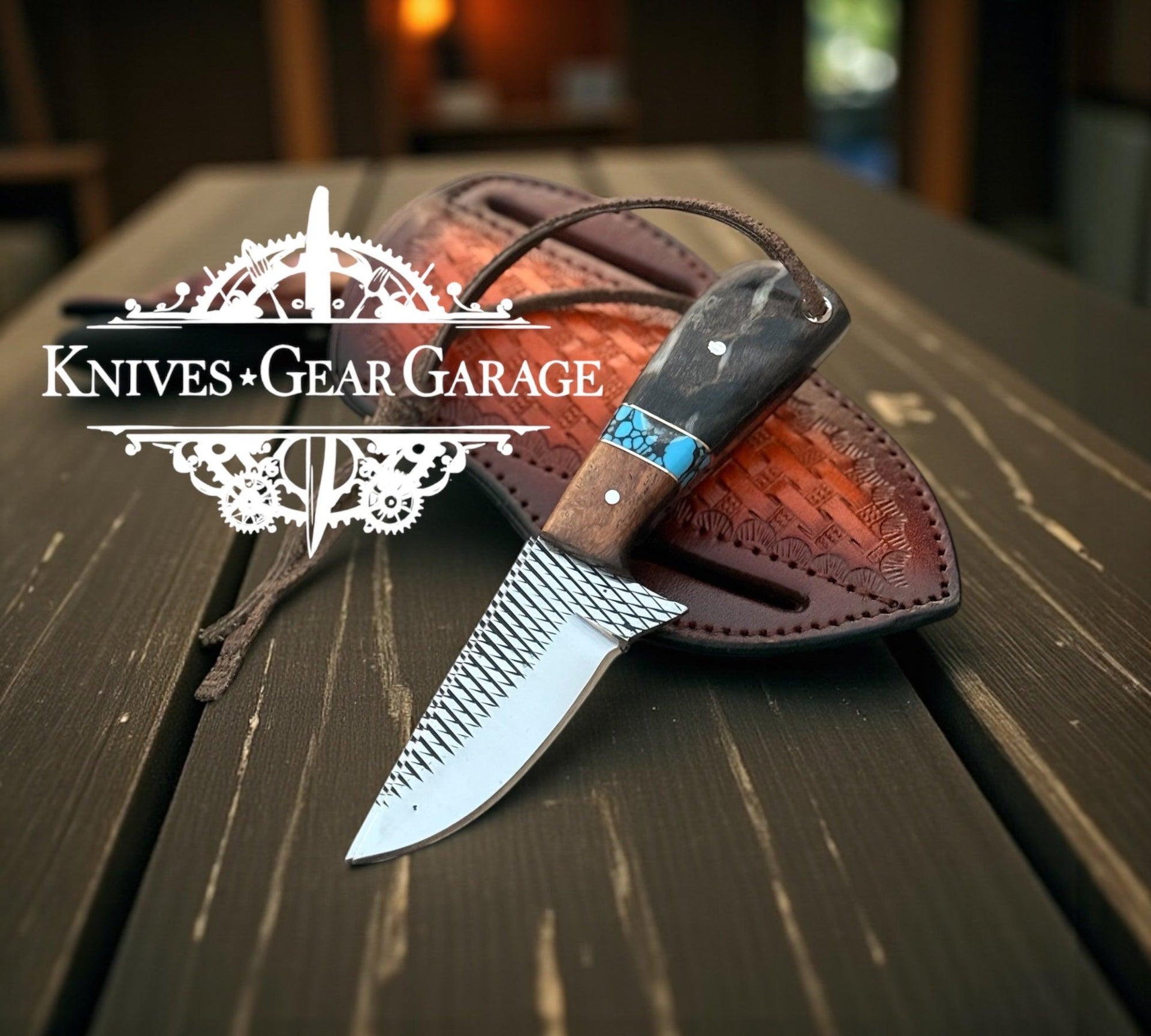 Small Cowboy Rasp Steel Knife with Sheep Horn Handle & Belt Sheath – 6