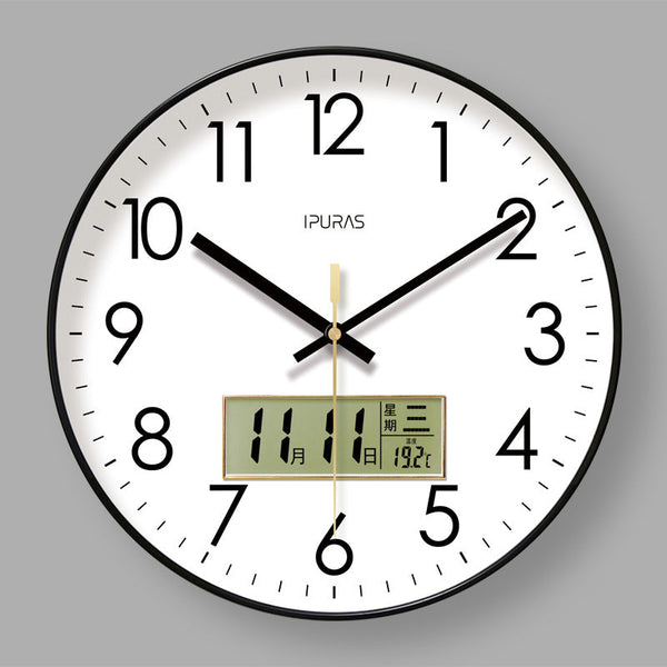 2025 New 10/12/14 - inch Electronic Calendar Wall Clock. Monitors temp & humidity. Dual - display. Mute. Quartz movement.