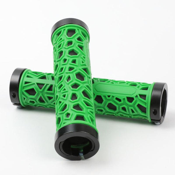 Aluminum Alloy Double Side Locking Handle Mountain Bike Shock Absorption Breathable Anti-Skid Auxiliary Handle Bicycle Silicone Handle Cover