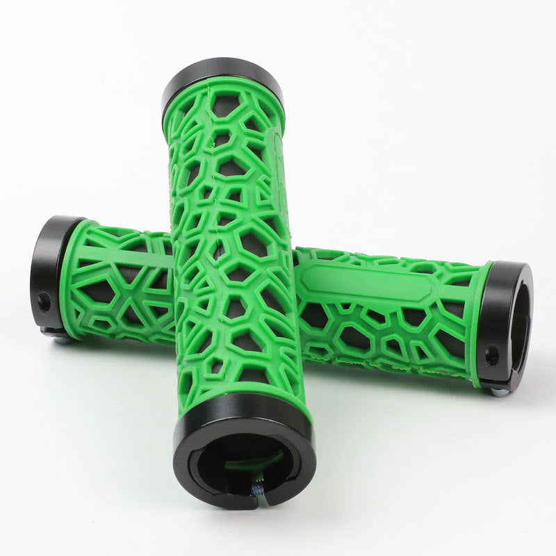 Aluminum Alloy Double Side Locking Handle Mountain Bike Shock Absorption Breathable Anti-Skid Auxiliary Handle Bicycle Silicone Handle Cover