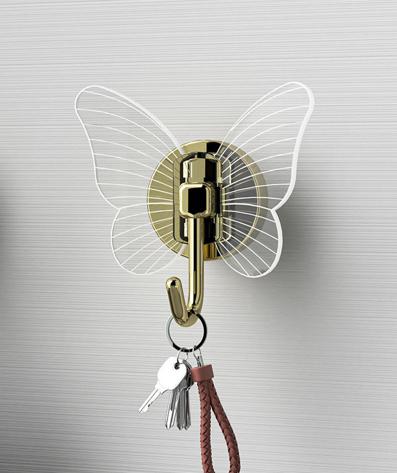 Non perforated butterfly hook three-dimensional foyer clothes hook keychain