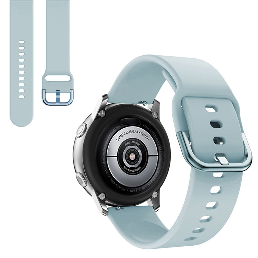Suitable for Samsung Galaxy Watch Active2 Solid Color Silicone Strap 20/22mm Universal Strap