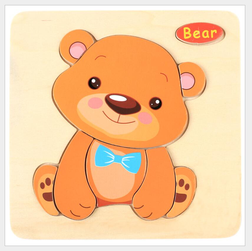 3D Puzzle Wooden Toys For Children Cartoon Animal Vehicle Wood Jigsaw Kids Baby Early Educational Learning Toy #L505