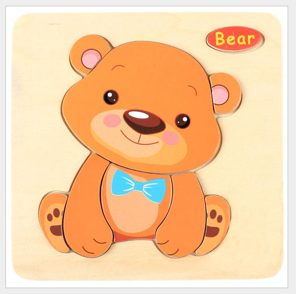 3D Puzzle Wooden Toys For Children Cartoon Animal Vehicle Wood Jigsaw Kids Baby Early Educational Learning Toy #L505