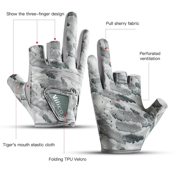 Outdoor fishing equipment - thin comfortable breathable leak proof 3-finger lure fishing gloves