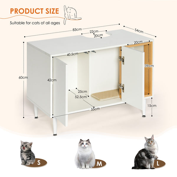Bathroom sink cabinet, with cat trash can shell, hidden garbage pet bathroom, with partition, wooden cabinet furniture, white