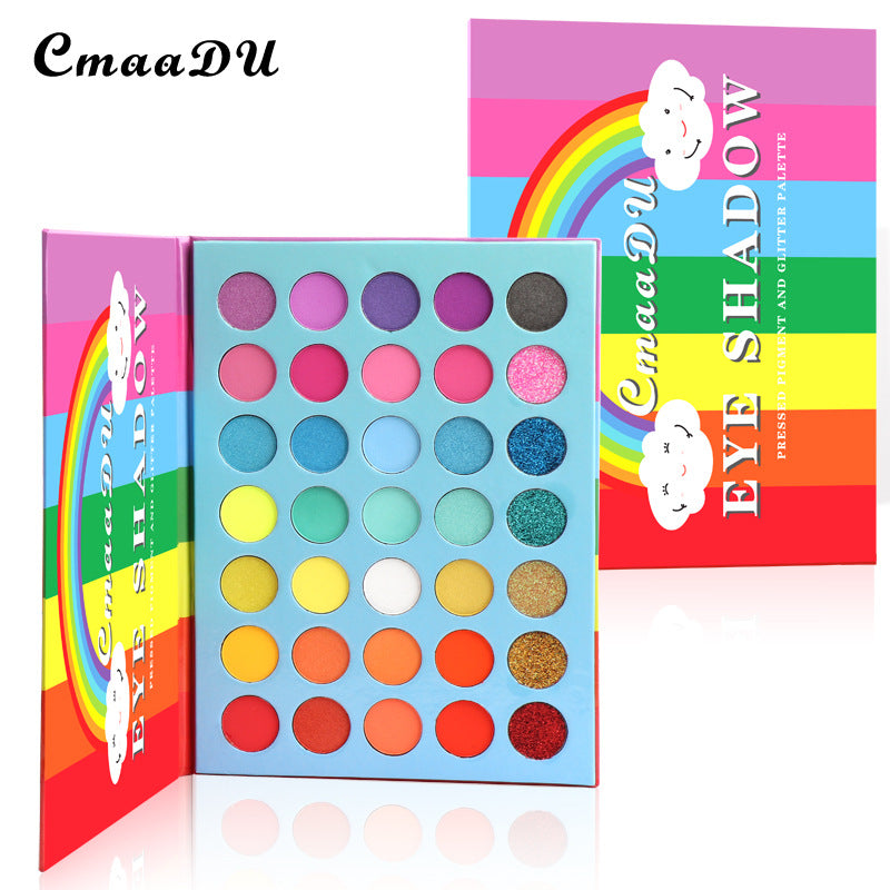 CmaaDu 35 Colors Rainbow Matte Eyeshadow Metal Waterproof Glitter Eyeshadow Palette