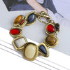 Colorful natural stone crystal glass exaggerated bracelet women's high-end accessory