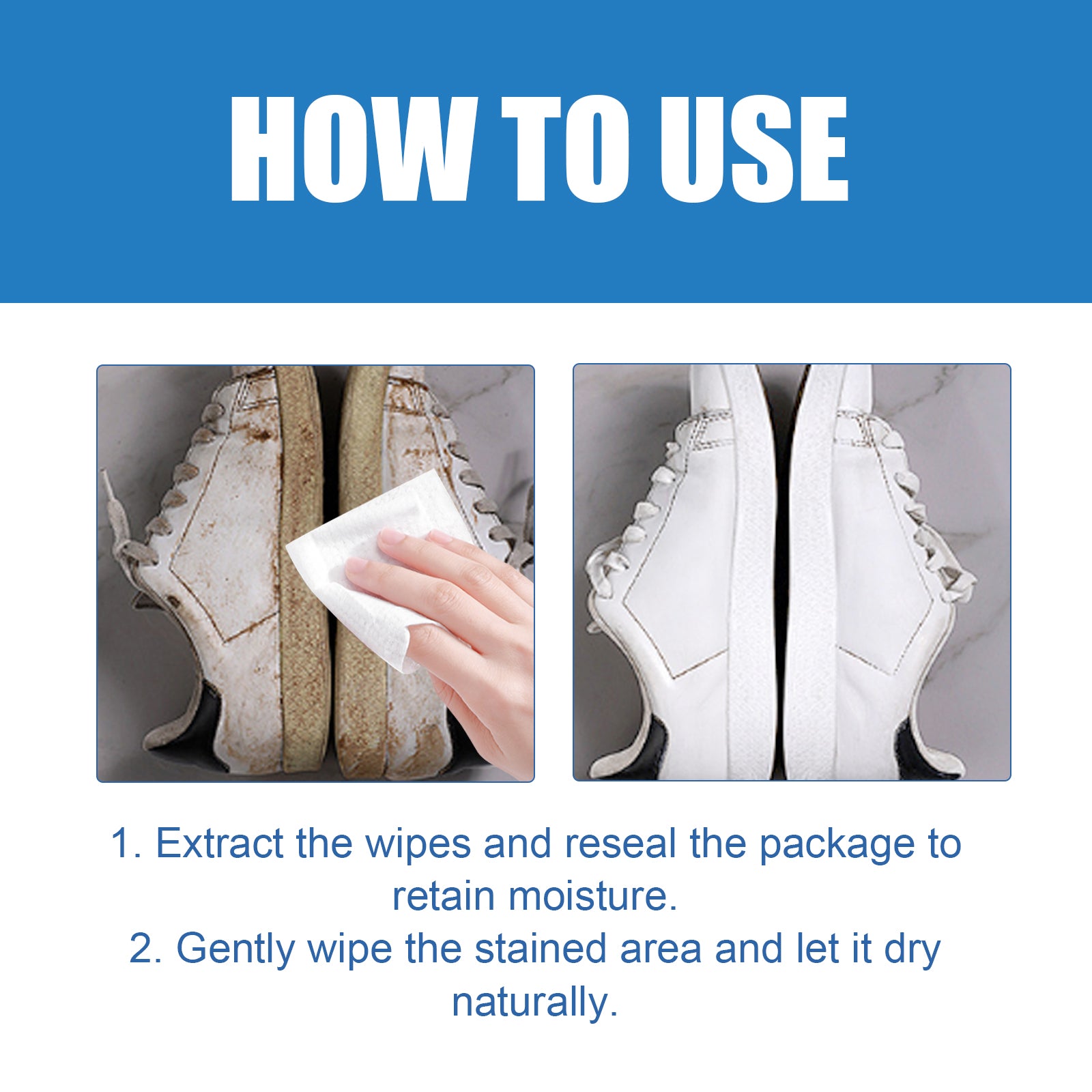 Small White Shoe Cleaning Wipes, Sports Shoes Wash Free Decontamination One Wipe White Portable Cleaning Wipes