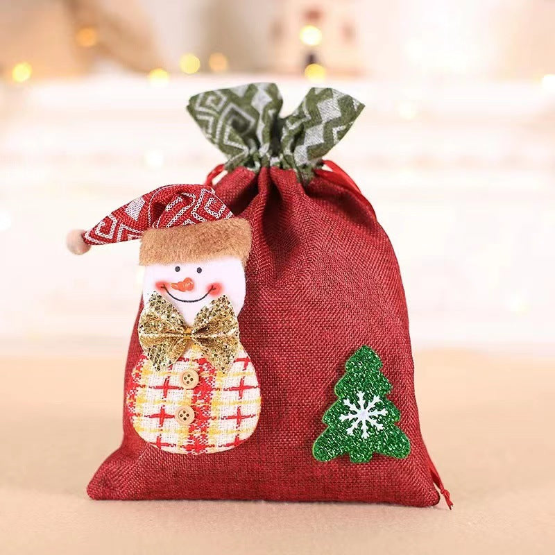 Christmas decoration gift bag, children's linen bundle mouth apple bag, candy biscuit bag, Christmas gift bag