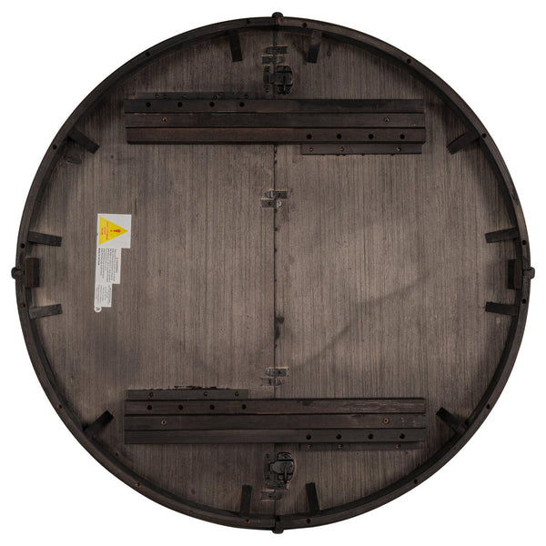 TREXM Farmhouse Round Extendable Dining Table with 16