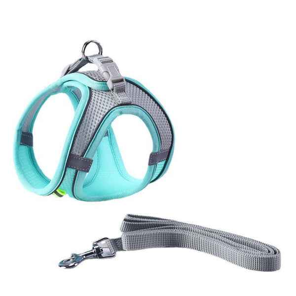 Adjustable Reflective Breathable Mesh Pet Harness for Cats and Dogs with Leash for Outdoor Use