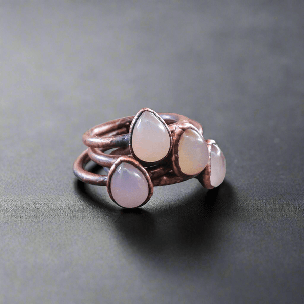Copper Pink Chalcedony Ring - Soft Love Energy | By Blackbird & Sage