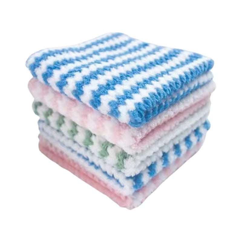 Double Sided Cationic Color Water Absorbent Wavy Stripe Oil Free Dishwashing Cloth Water Absorbent Dishwashing Cloth