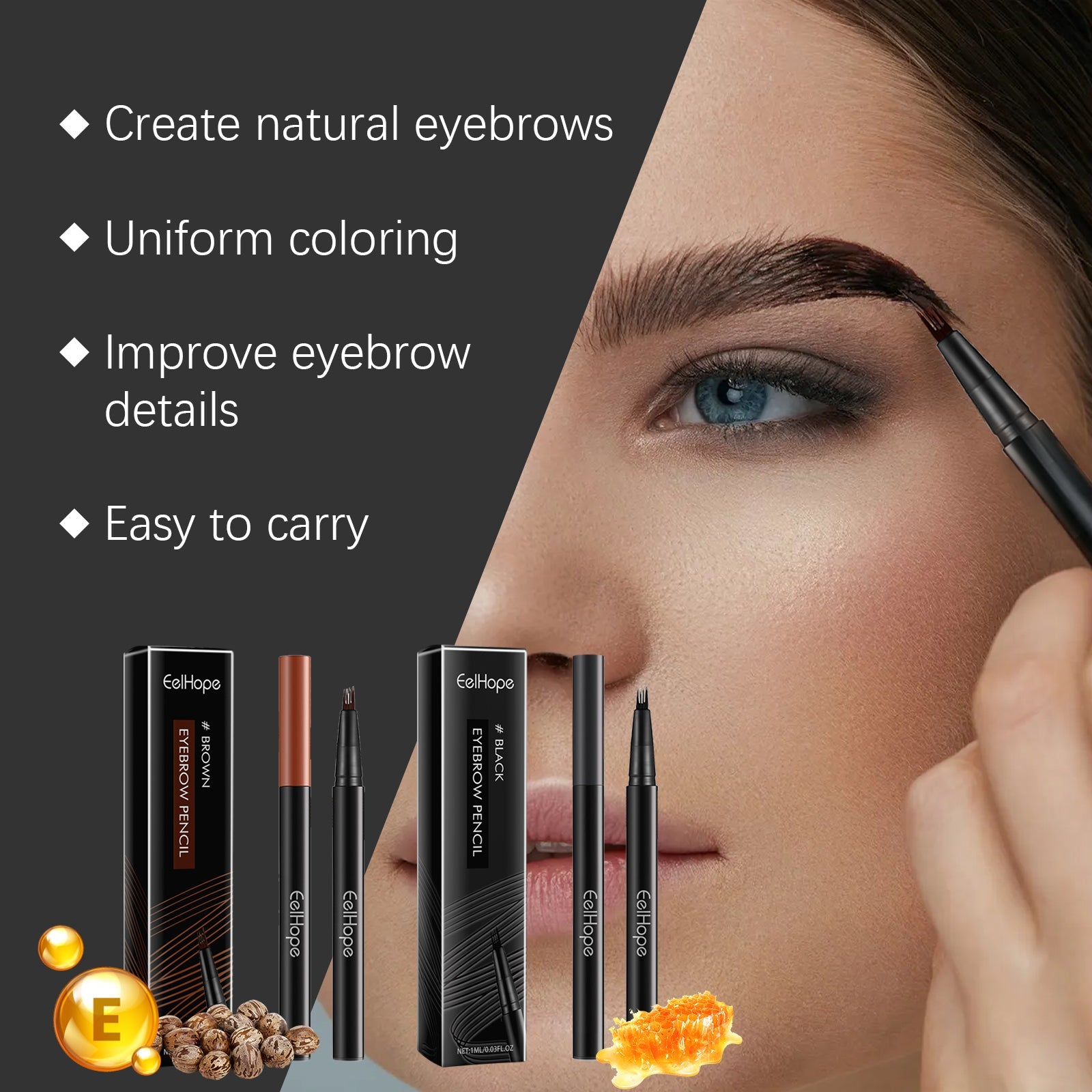 EELHOPE Four Claw Eyebrow Pencil Wild Eyebrow Embellishing Eyebrow shape delicate and easy to use non-smudging natural shaping eyebrow pencil