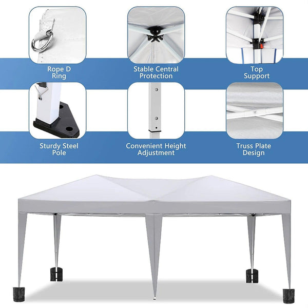 10'x20 'folding canopy with 6 detachable side walls outdoor activity shelters UPF 50+terrace portable tent (white)