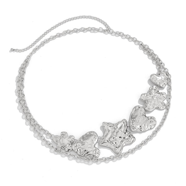 Punk exaggerated big heart metal style body chain sexy starfish waist chain