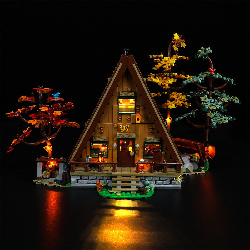Compatible with LEGO 21338 A-shaped wooden house LED lighting creative ornaments, luminous toys, and building blocks