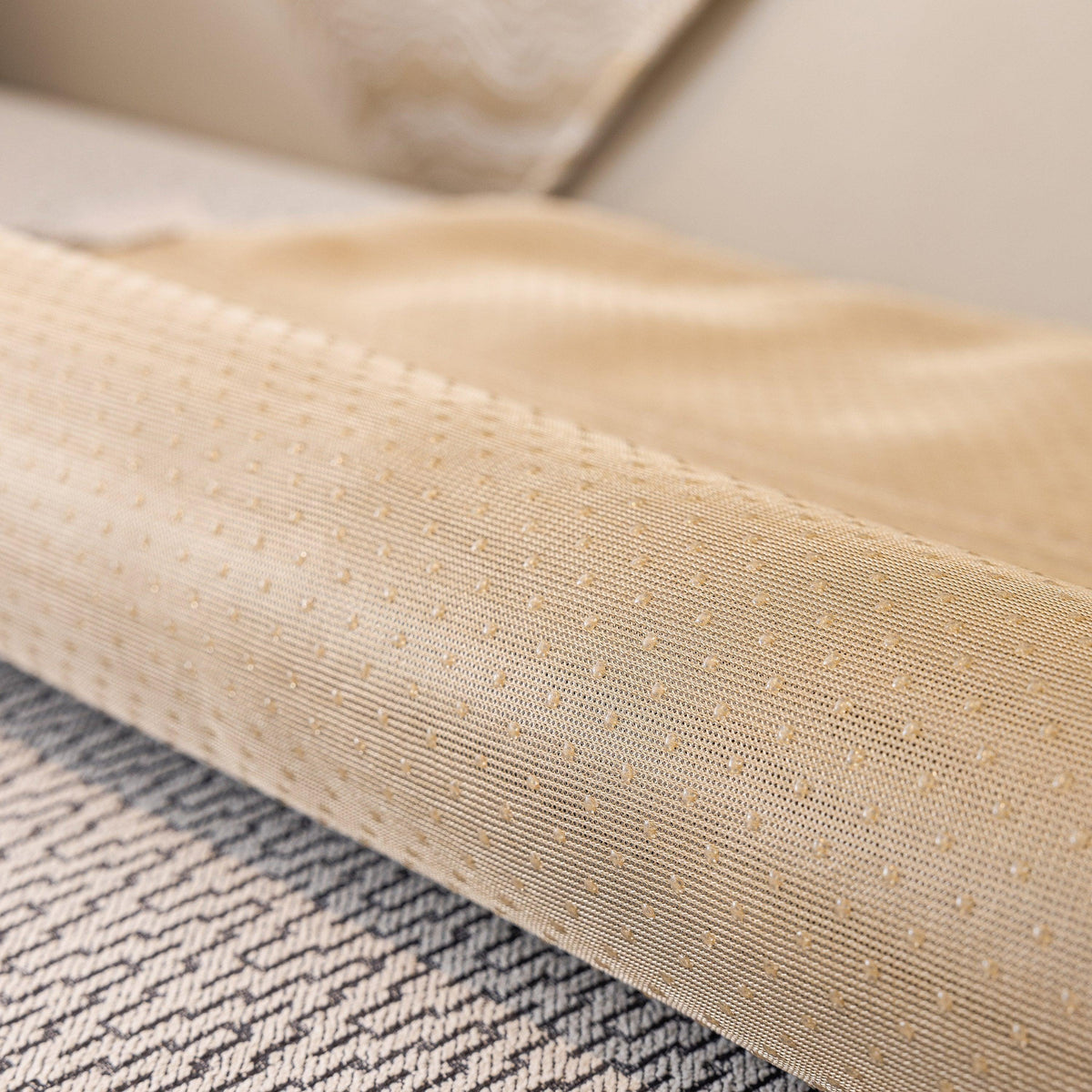 Non-Slip Couch Cover with Gold Trim, Sofa Slipcover for Sectional & Loveseat