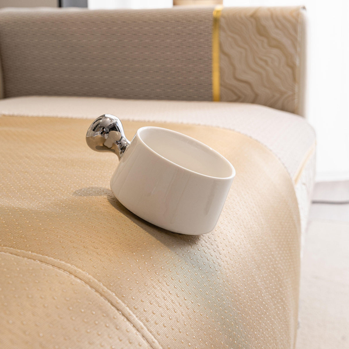 Non-Slip Couch Cover with Gold Trim, Sofa Slipcover for Sectional & Loveseat