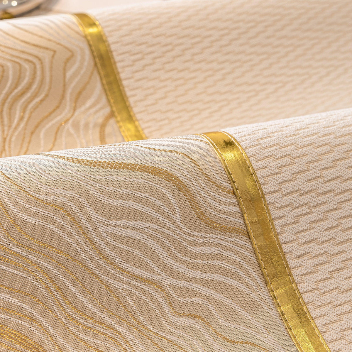 Non-Slip Couch Cover with Gold Trim, Sofa Slipcover for Sectional & Loveseat