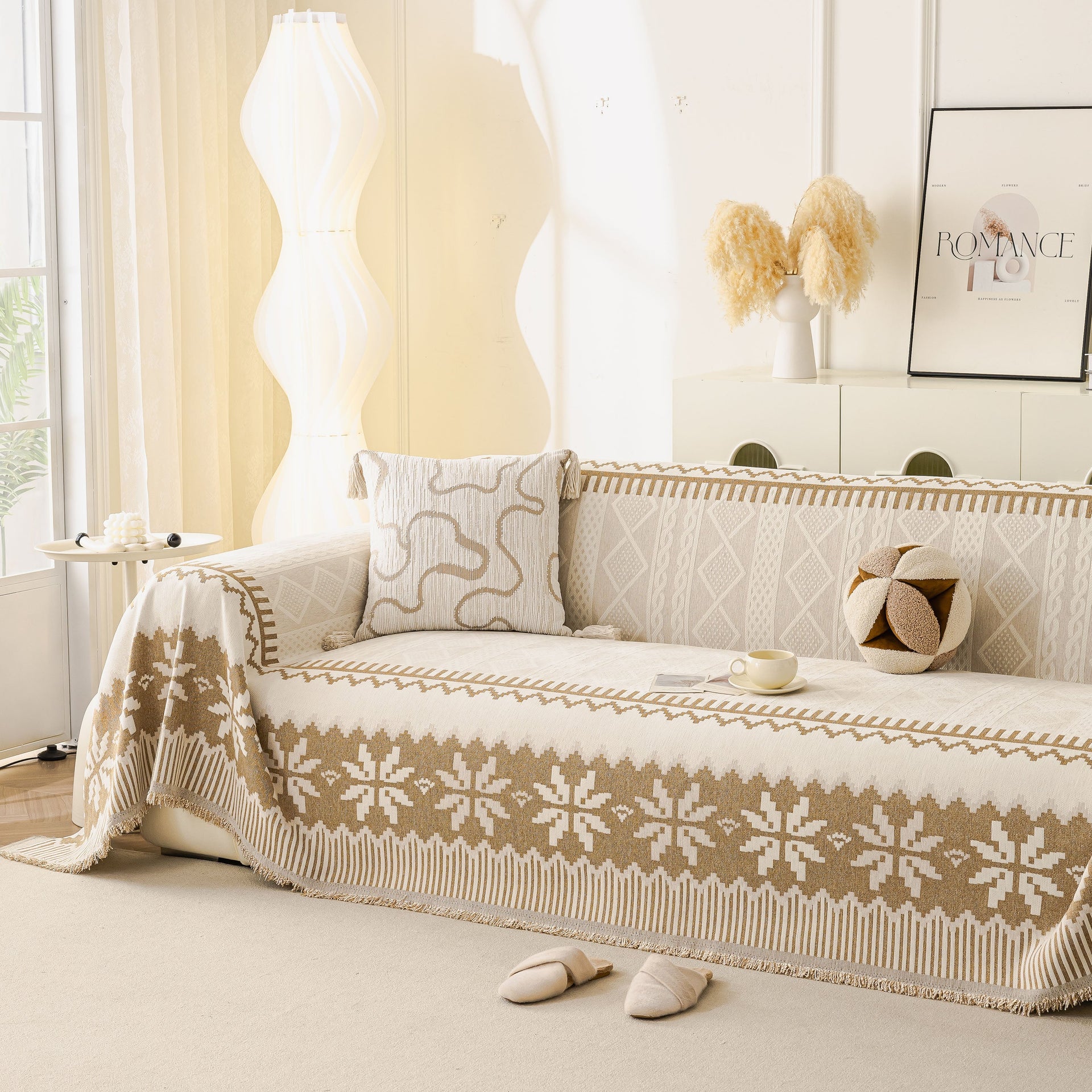 Thick Jacquard Couch Cover for Sectional Sofas, Cozy Washable Sofa Cover Throw Blanket